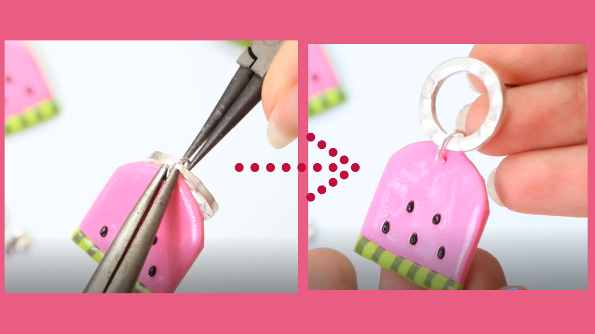 Watermelon earrings made of polymer clay : Step 19