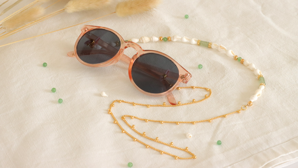 Schema  DIY Shell and beads glasses chain in Aventurine