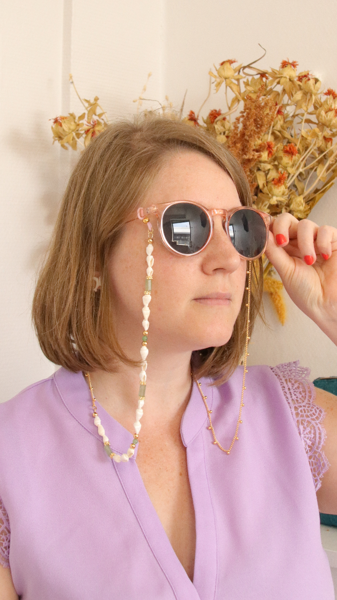 Schema  DIY Shell and beads glasses chain in Aventurine