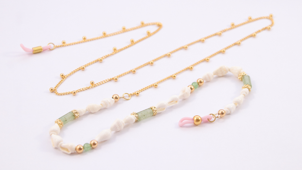 DIY Shell and beads glasses chain in Aventurine : Step 6
