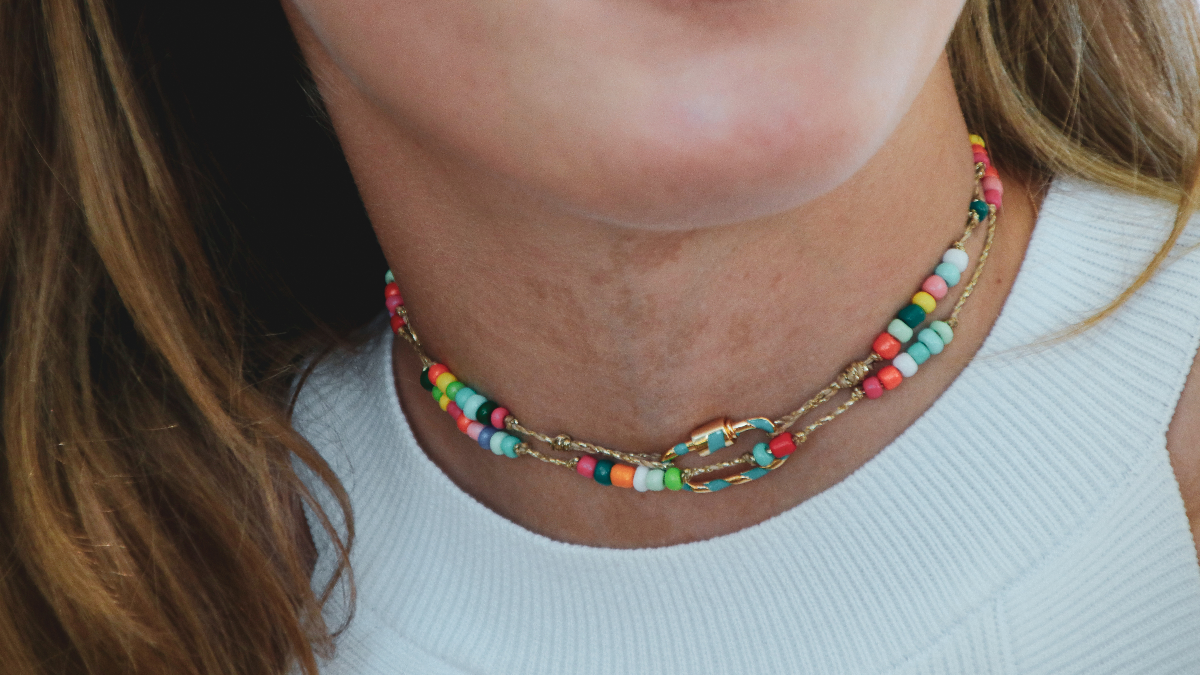 Schema  DIY 3 in 1 multicolor bracelet with seed beads