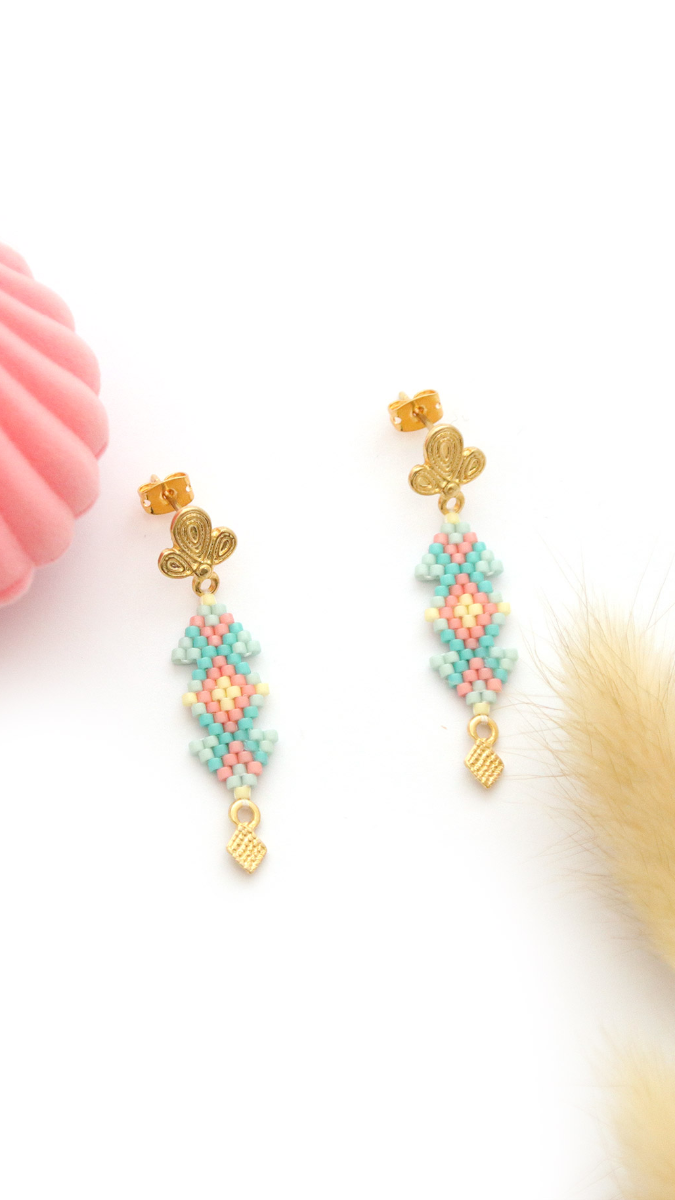 Schema  Weaving grid Miyuki pastel Brick Stitch earrings