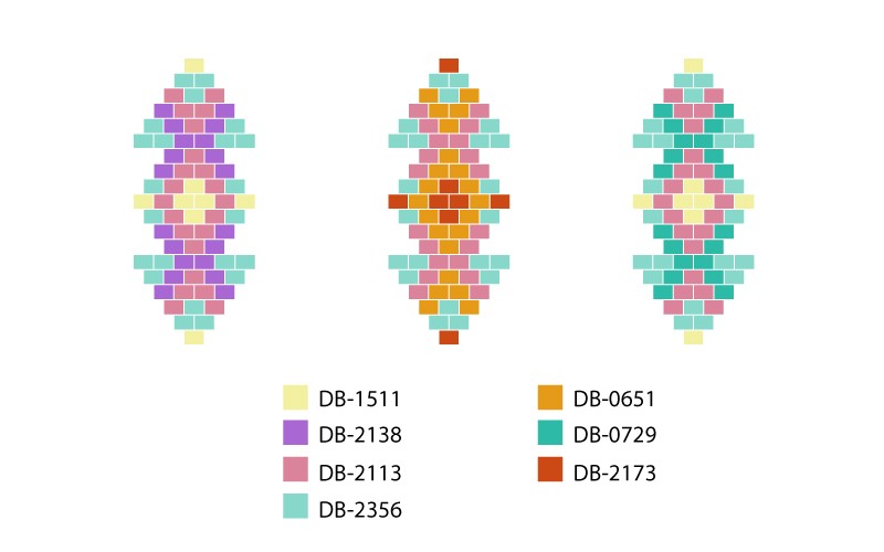Schema  Weaving grid Miyuki pastel Brick Stitch earrings
