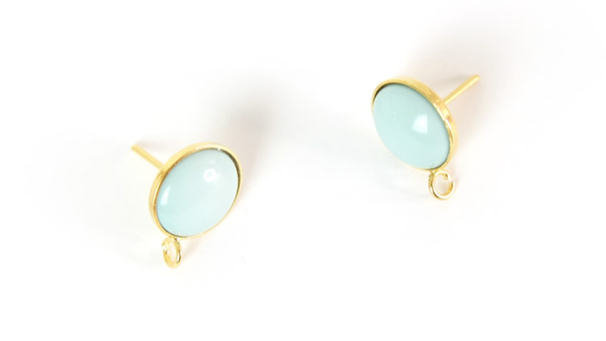 Round turquoise seed beads earrings Brick Stitch : Step 1