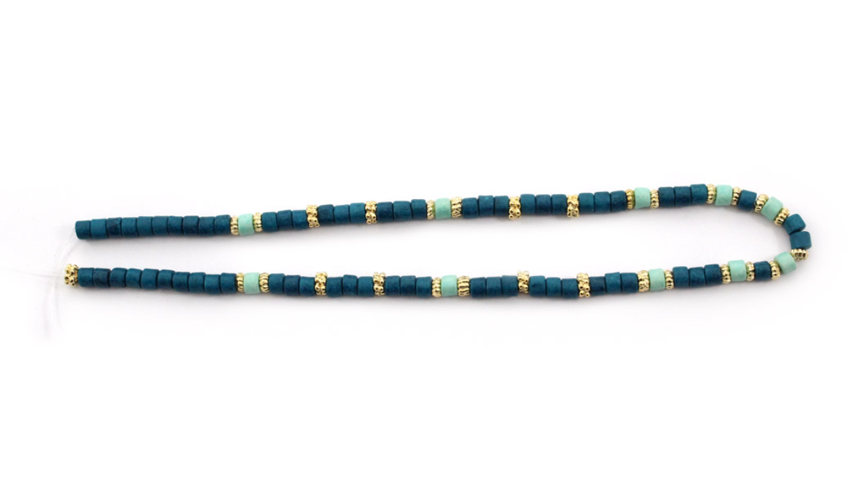 DIY turquoise ceramic heishi bead necklace : Step 1