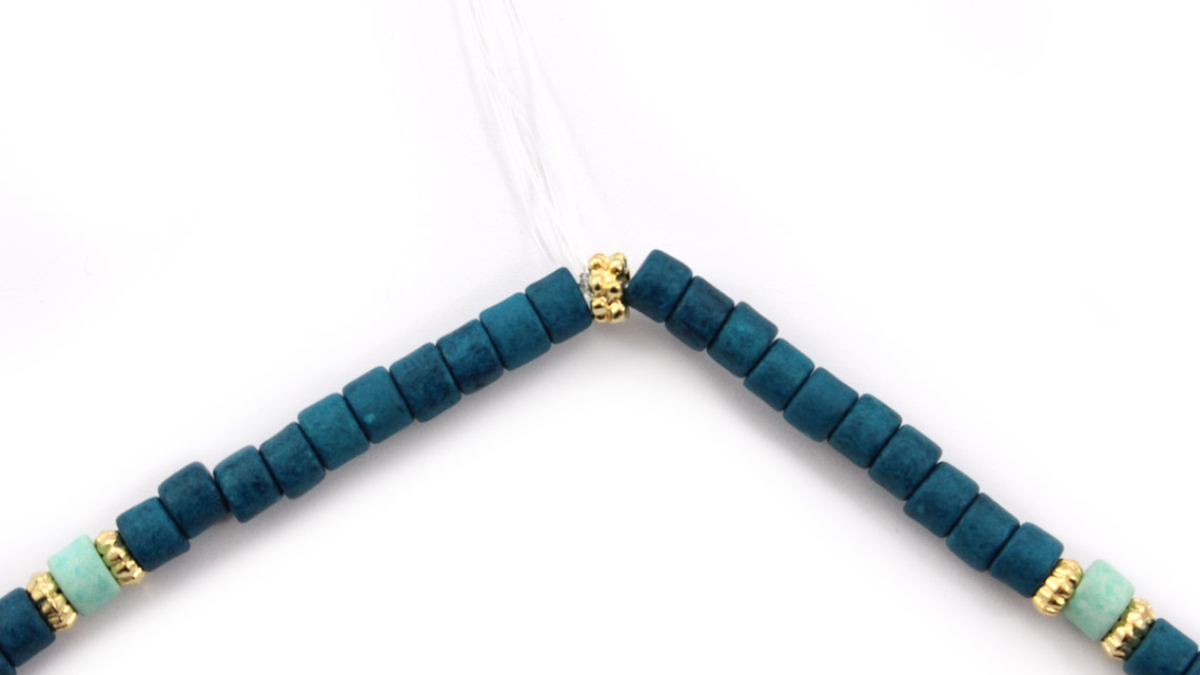 DIY turquoise ceramic heishi bead necklace : Step 2