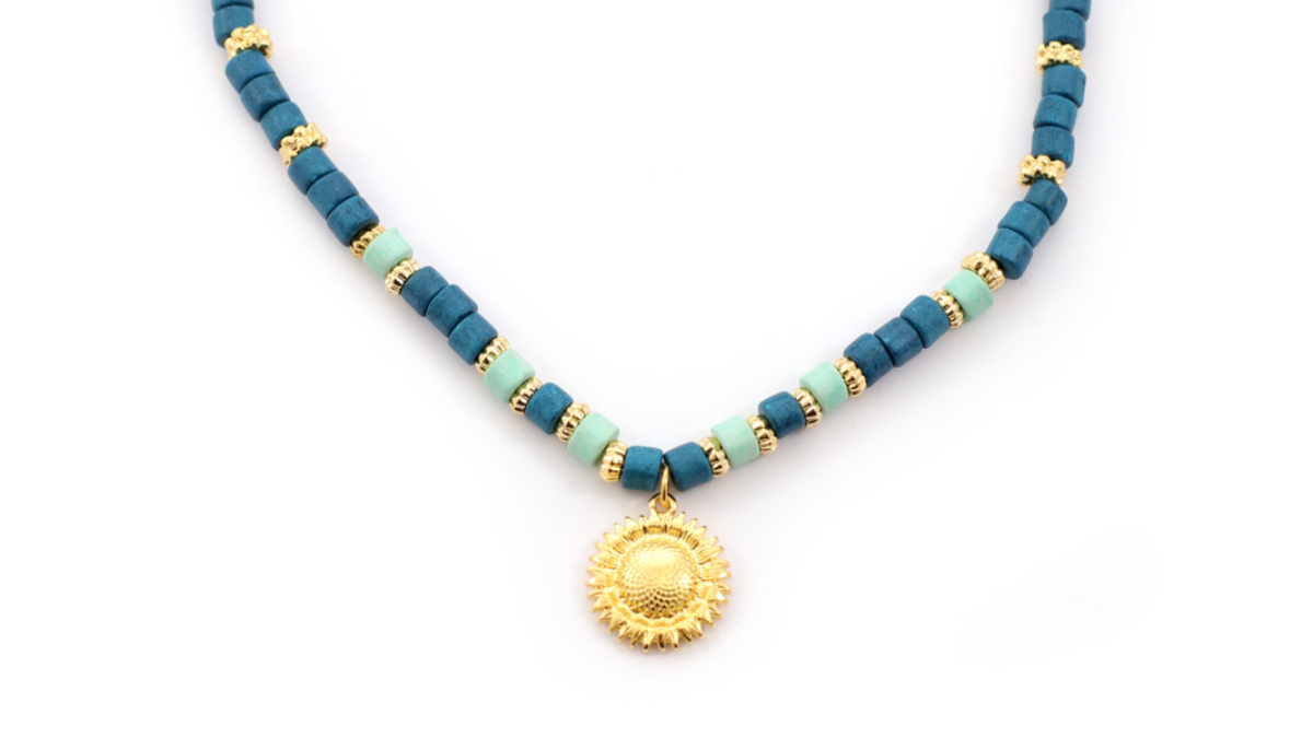 DIY turquoise ceramic heishi bead necklace : Step 3