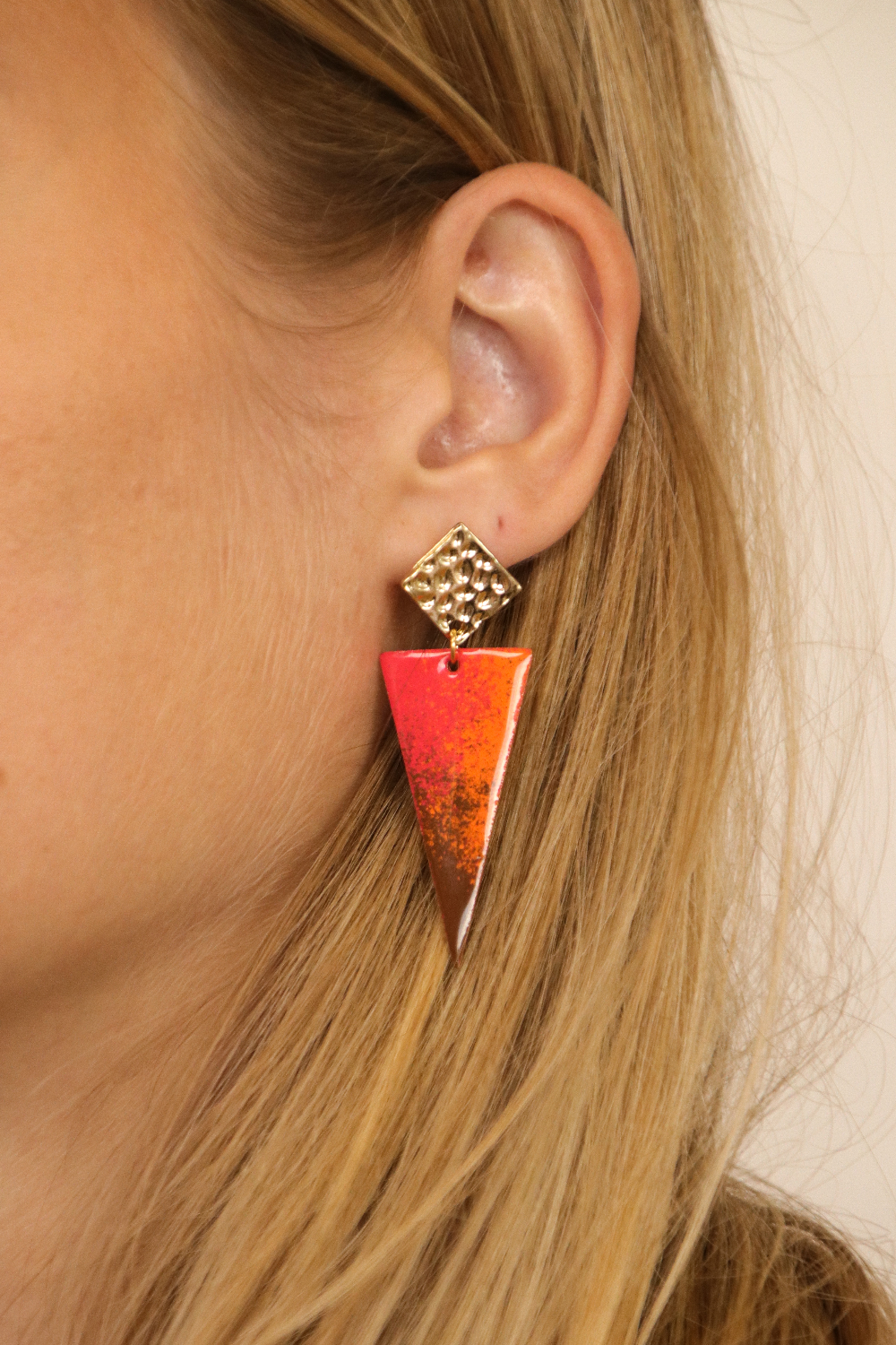 Schema  Asymmetrical earrings made of brass and EFColor overglaze powders