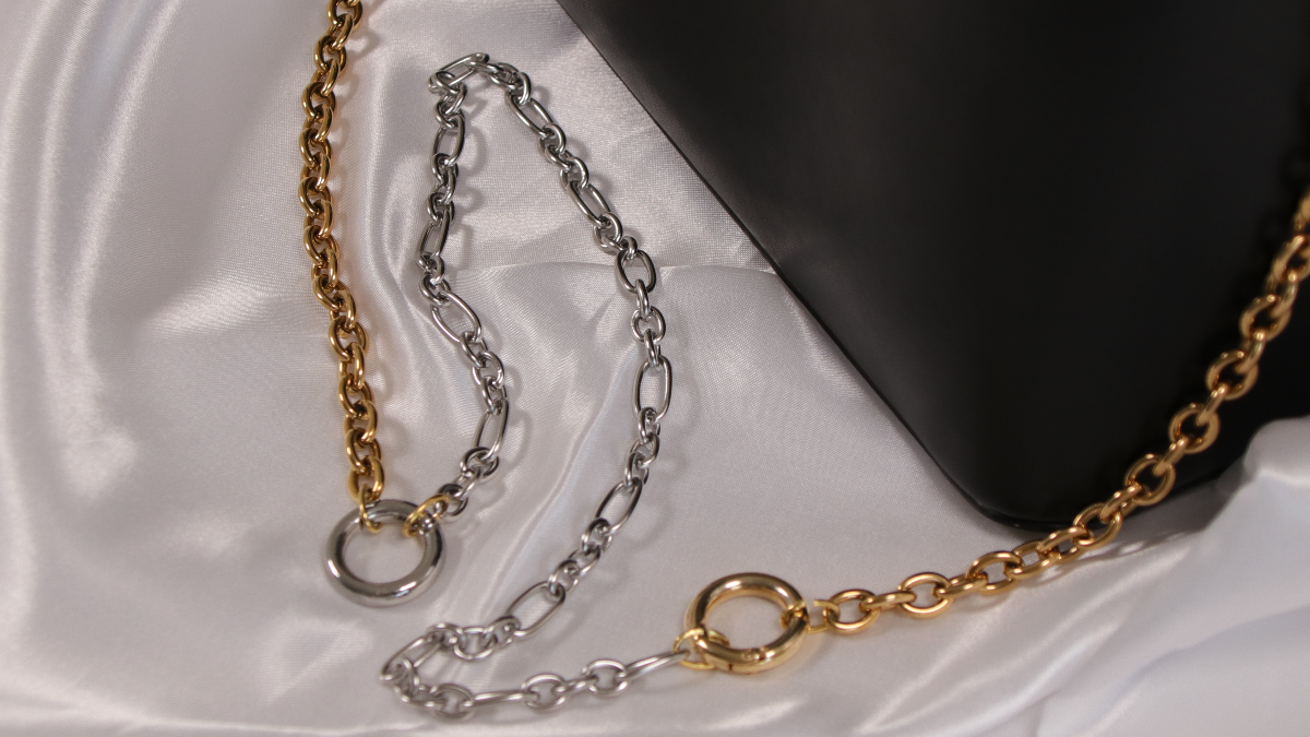 Silver and gold link handbag chain : Step 1 Silver and gold link handbag chain : Step 1