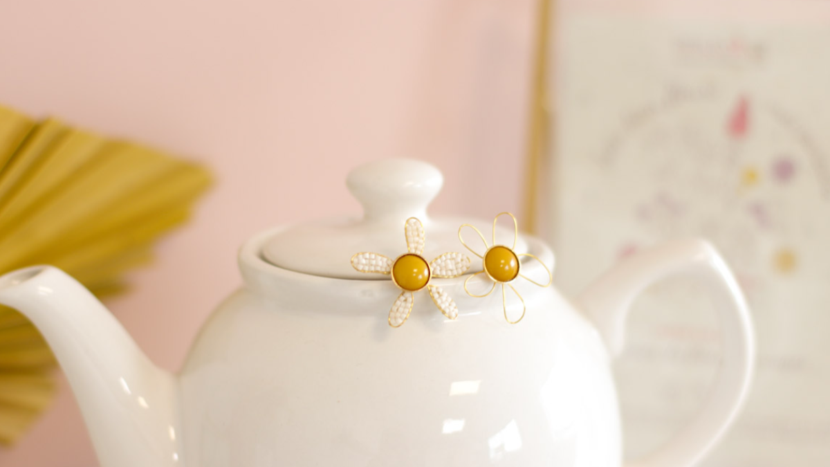 Schema Miyuki pearl weave daisy flower earrings Schema Miyuki pearl weave daisy flower earrings