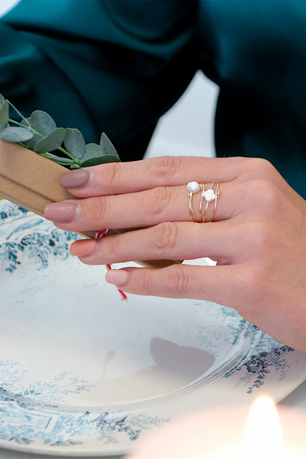 Gold filled ring with mother of pearl pearls