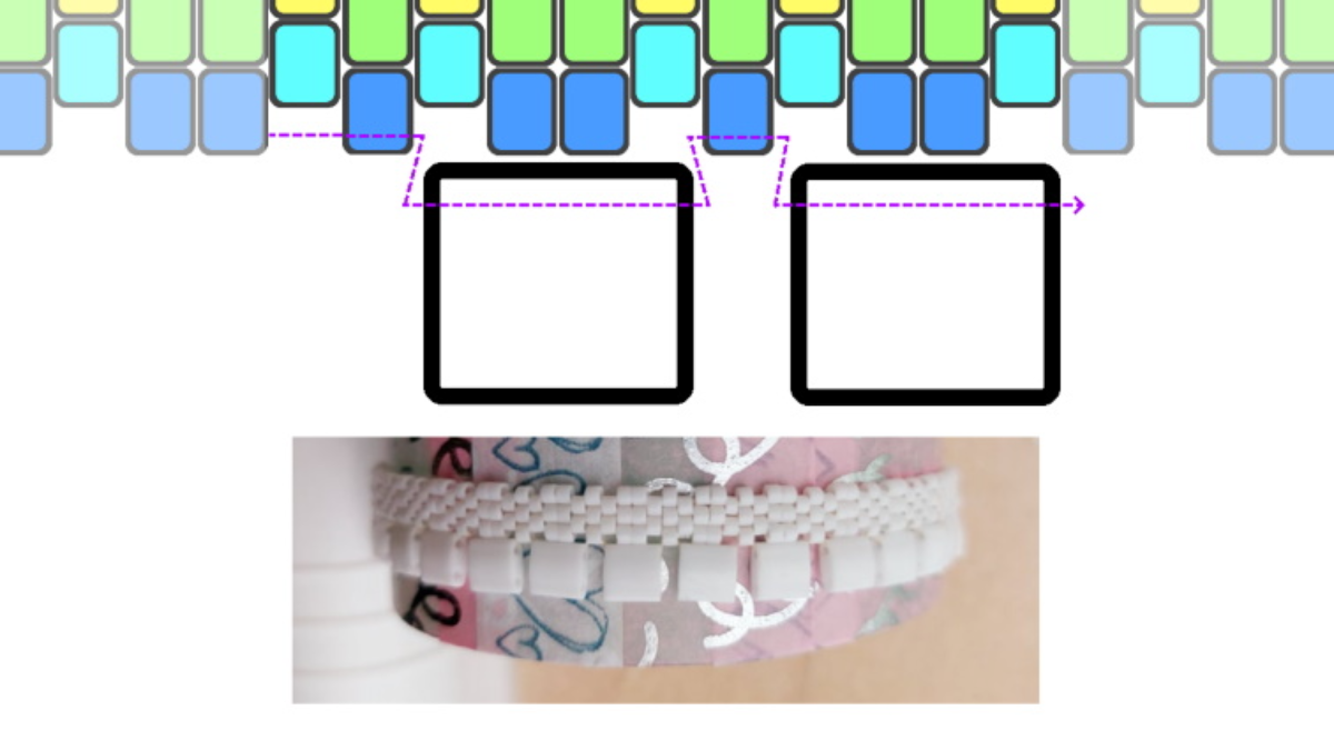 So Chic Bangle bracelet with Miyuki seed beads and Tila : Step 2