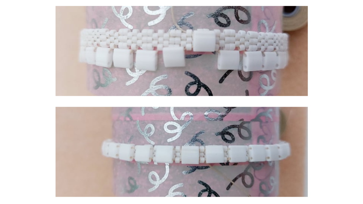 So Chic Bangle bracelet with Miyuki seed beads and Tila : Step 3