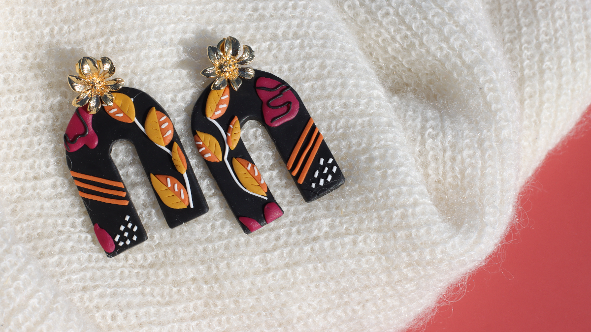 Boucles d'oreilles technique slab en pâte polymère Boucles d'oreilles technique slab en pâte polymère