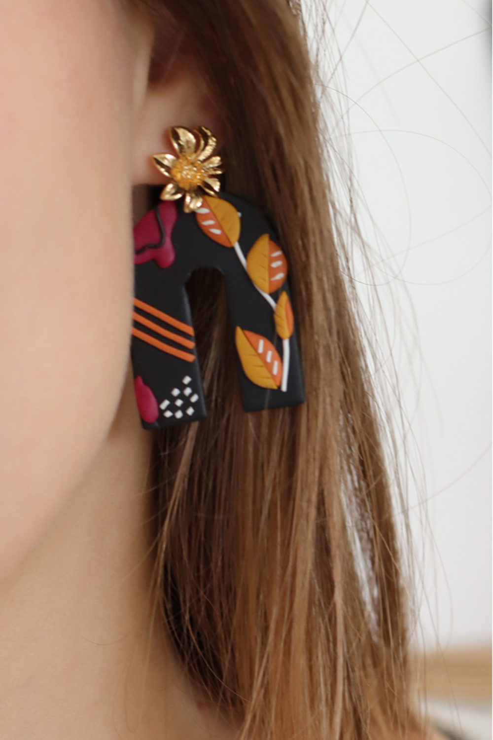 Earrings polymeric technique slab