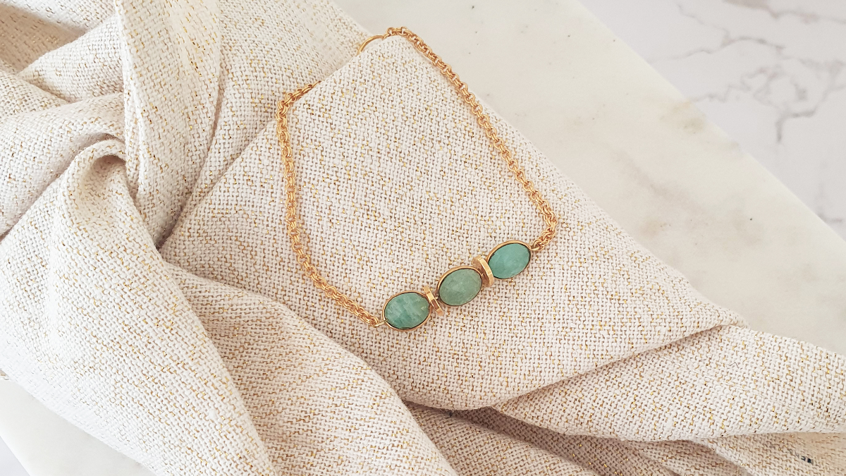 Schema  DIY Women's bracelet with natural Amazonite stones