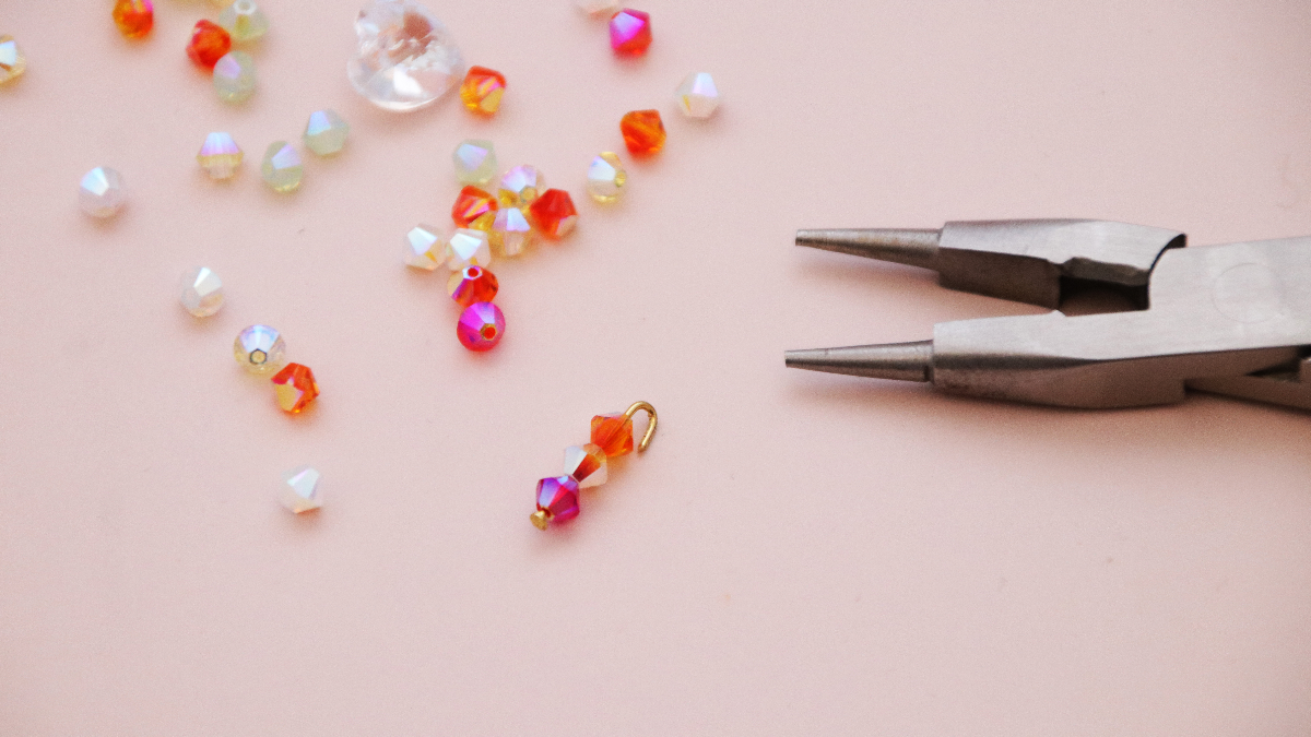 LOVE heart and link chain earrings PureCrystal : Step 3