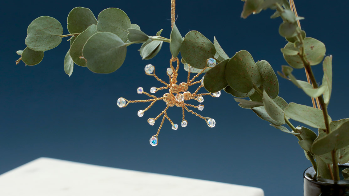 DIY Snowflake with crystal beads and wire