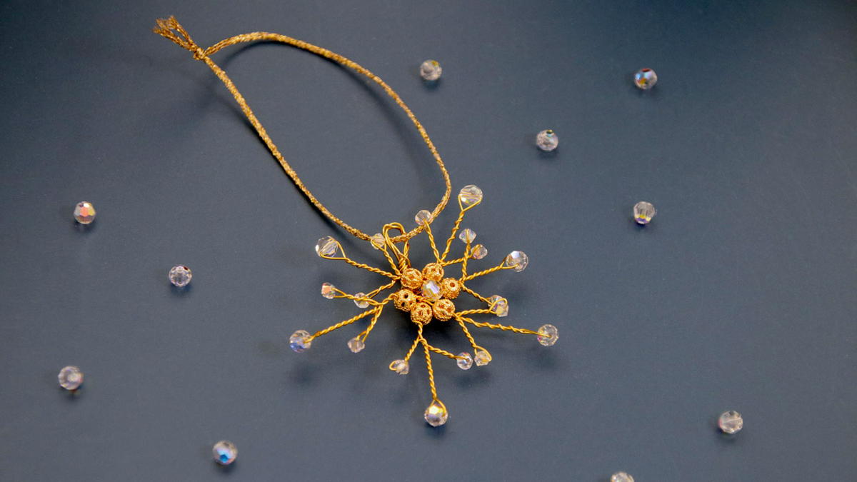 Schema DIY Snowflake with crystal beads and wire Schema DIY Snowflake with crystal beads and wire