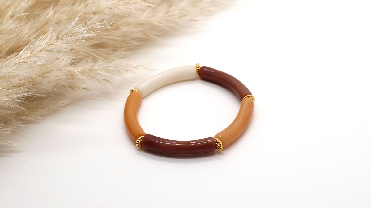 Polymer clay curved beads bracelet