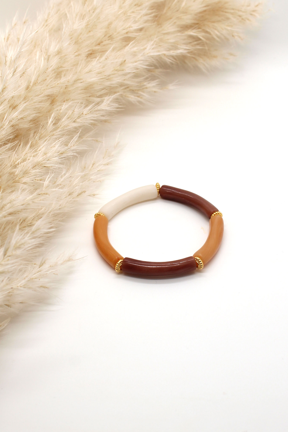 Polymer clay curved beads bracelet