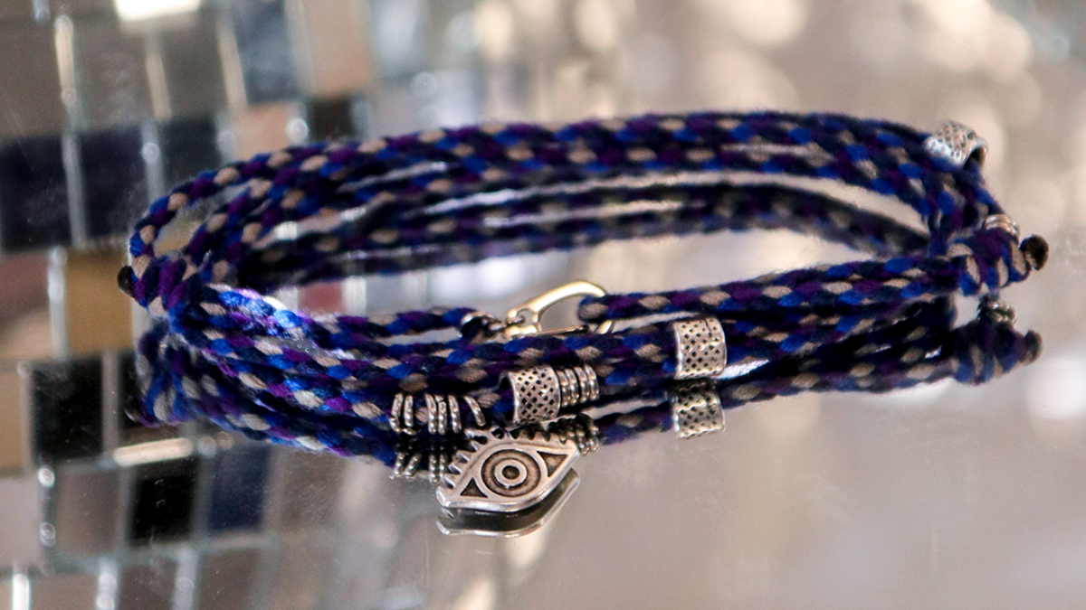 Bracelet man charms gri-gri and braided cord