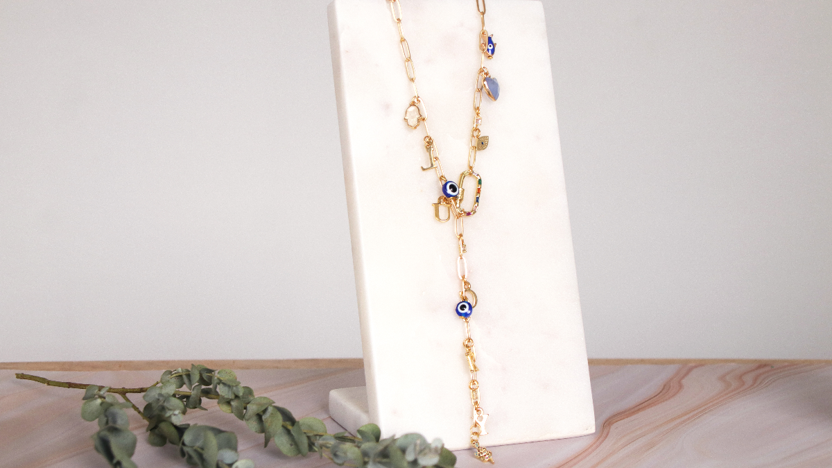 Schema  DIY Tuto Lucky Gri-gri necklace with charms and clasp