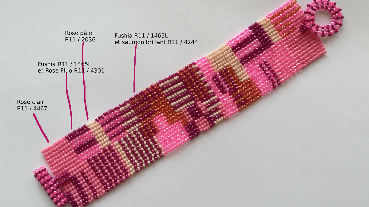 DIY Cuff with abstract herringbone weave and peyote in Miyuki beads 11/0 : Step 7