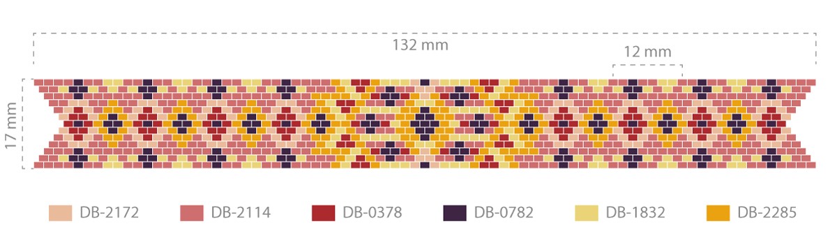 Schema  Peyote Impair bracelet in Miyuki delicas and PureCrystal spinning tops with star clasp