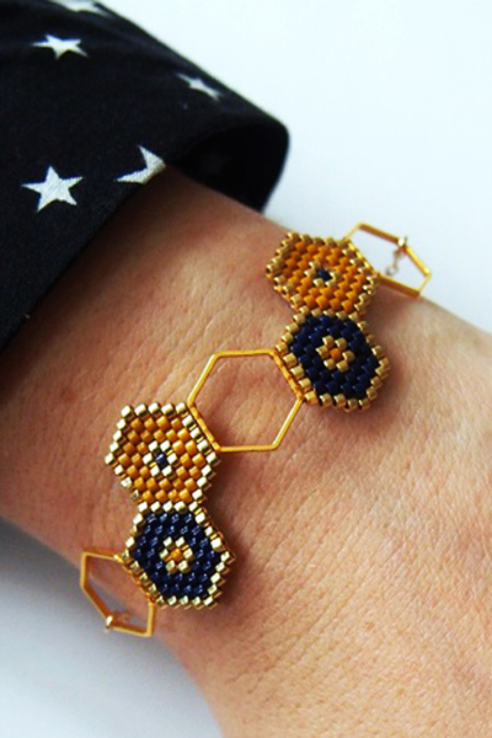 Schema  Hexagonal spacer and brickstitch weave