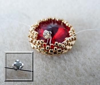 Earrings in Arcos® beads and PureCrystal beads by Puca® : Step 10