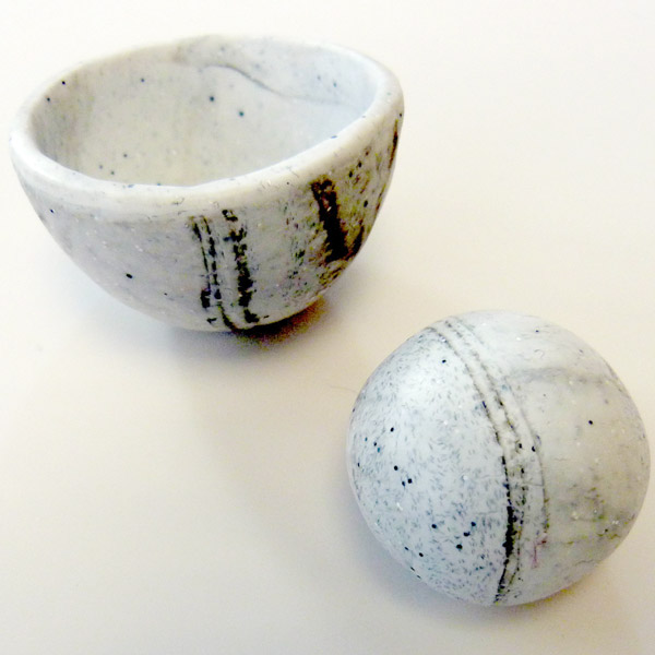 Eggshell in polymer clay imitation marble : Step 12