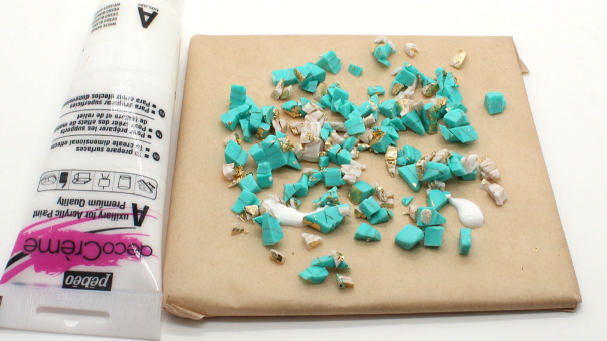 Polymer clay mandala earrings with stone effect : Step 5