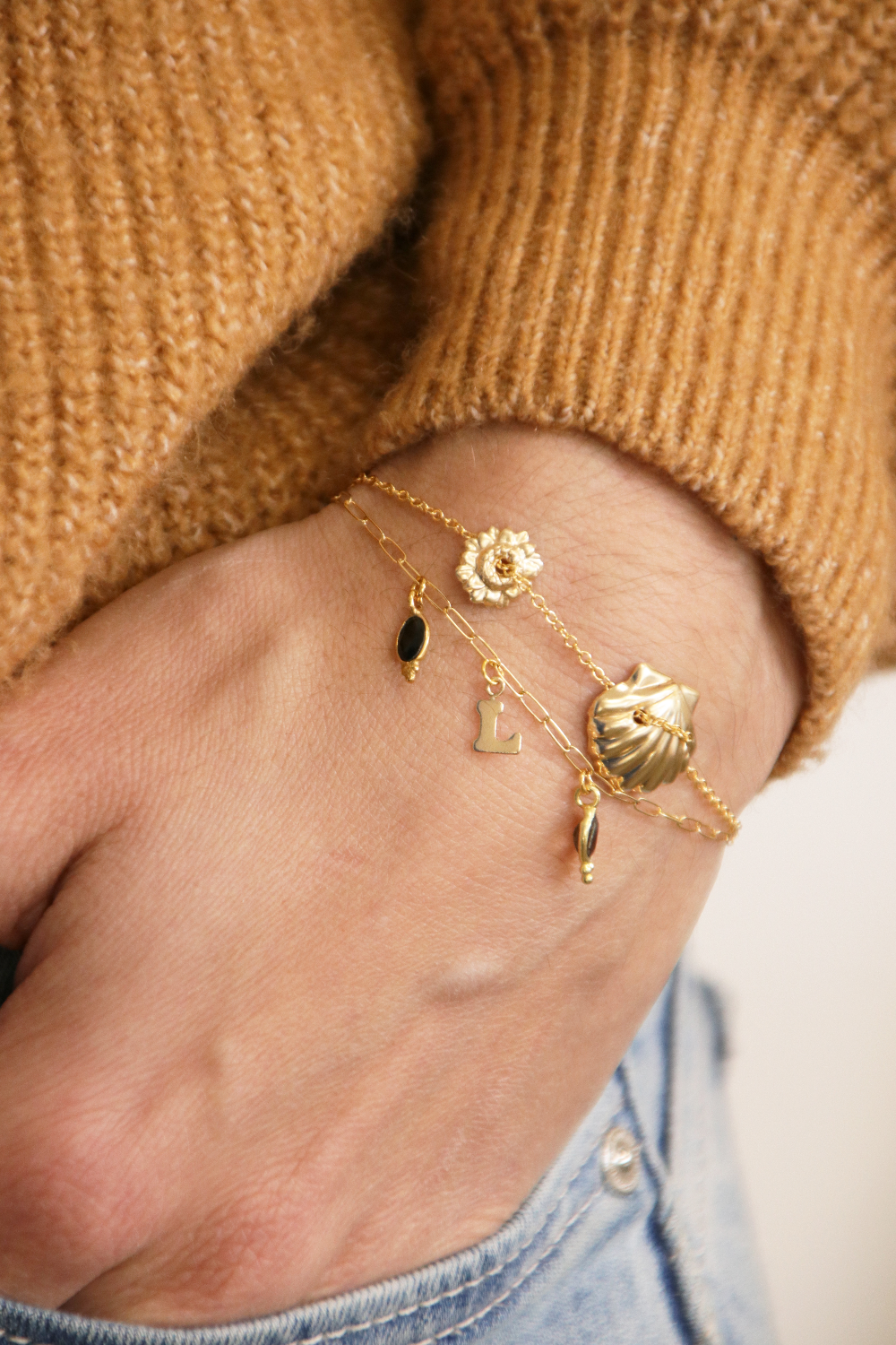 DIY Women's gold filled bracelet with grigri charms