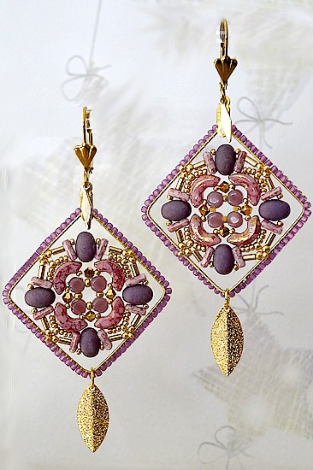 Schema  tuto DIY Earrings "Juilia" with Kalos, Samos, Piros and Arcos beads