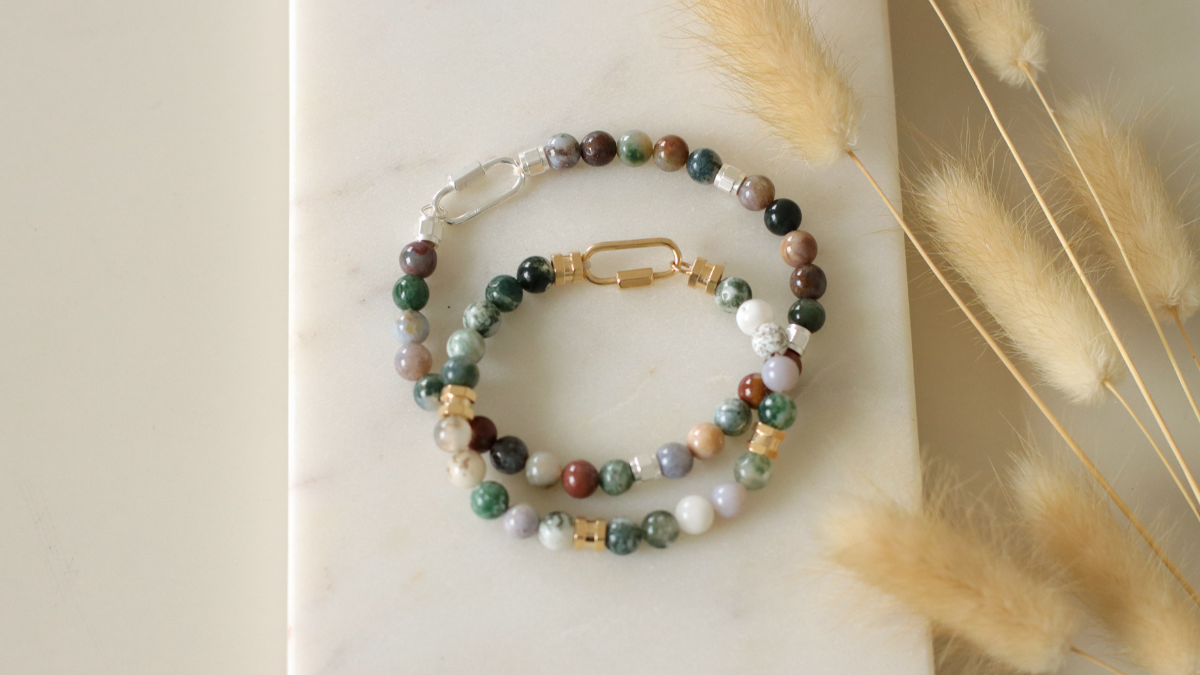 Duo of gemstones and silver 925 bracelets Duo of gemstones and silver 925 bracelets