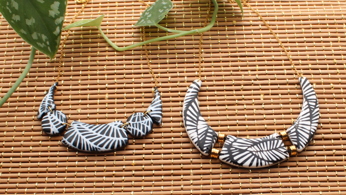 Schema Necklaces with the polymeric technique of mokumé Schema Necklaces with the polymeric technique of mokumé