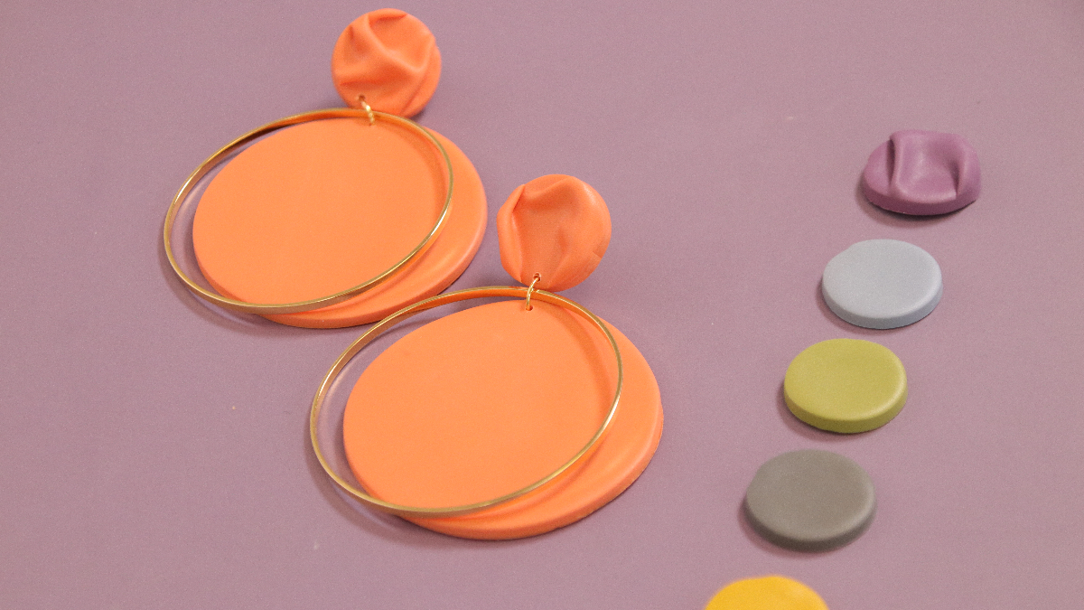 Pastel polymer clay XL earrings : Step 6