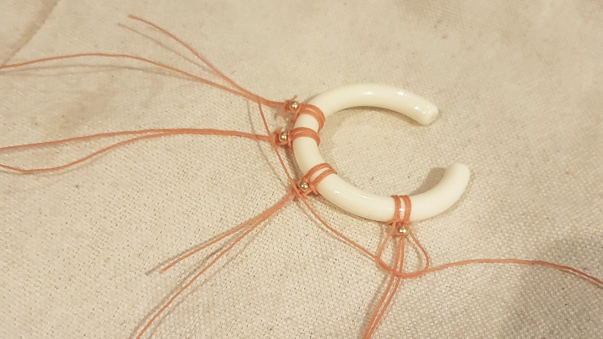 Micro macrame amazonite earrings : Step 3 Micro macrame amazonite earrings : Step 3