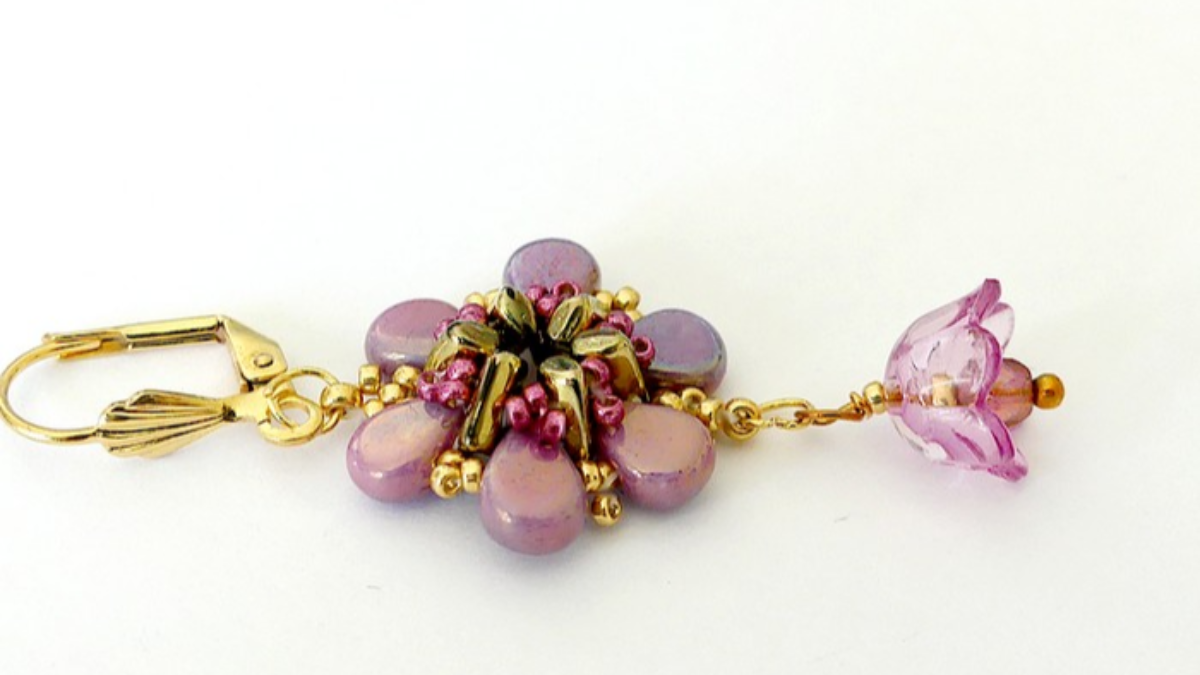 Schema  Earrings tutorial "Cosmos" with Amos, Piros and seed beads by Puca