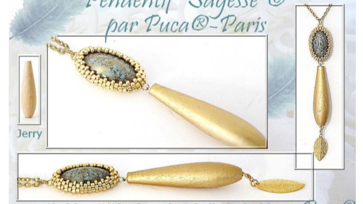 Wisdom pendant with Jerry wood stand and Athos glass beads by Puca