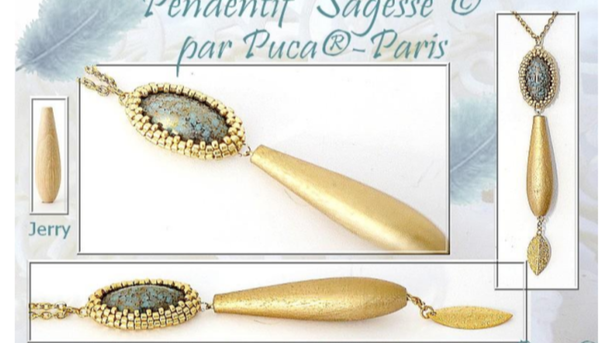 Schema Wisdom pendant with Jerry wood stand and Athos glass beads by Puca Schema Wisdom pendant with Jerry wood stand and Athos glass beads by Puca