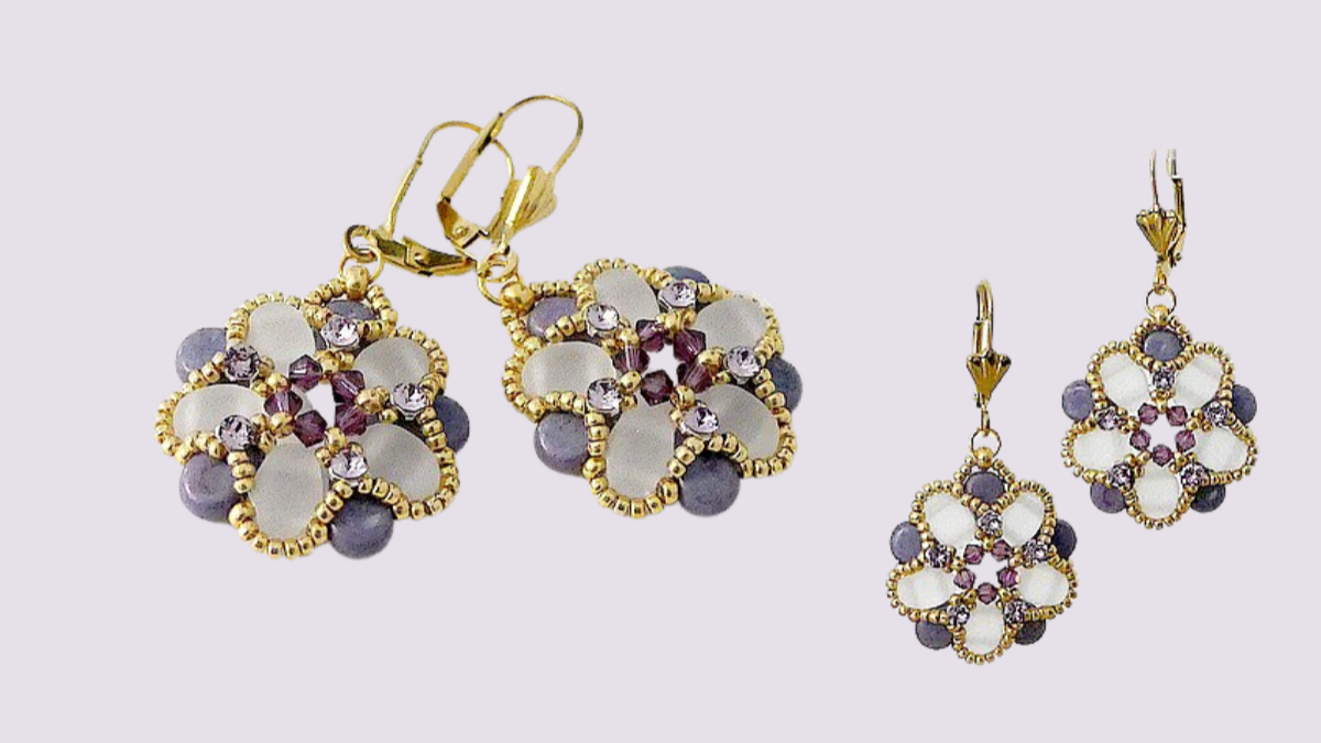 Tuto Earrings Flowers of Mars by Puca with Amos and Samos beads