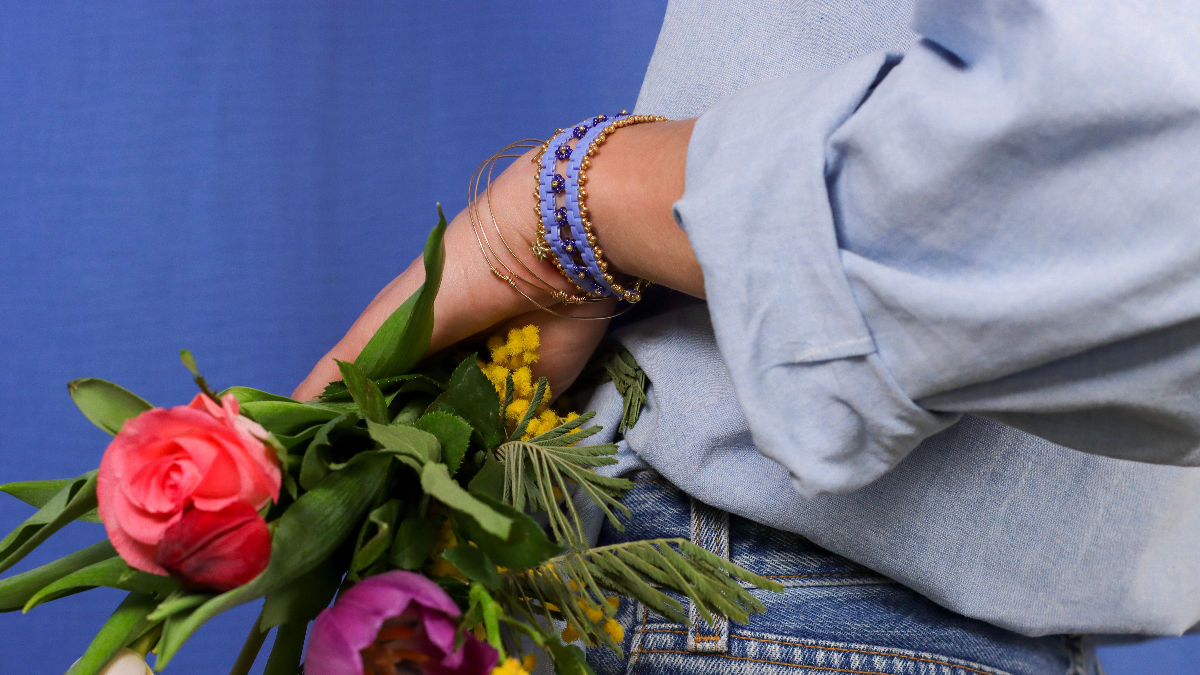Schema  Tilas weaving bracelet with small flowers Miyuki