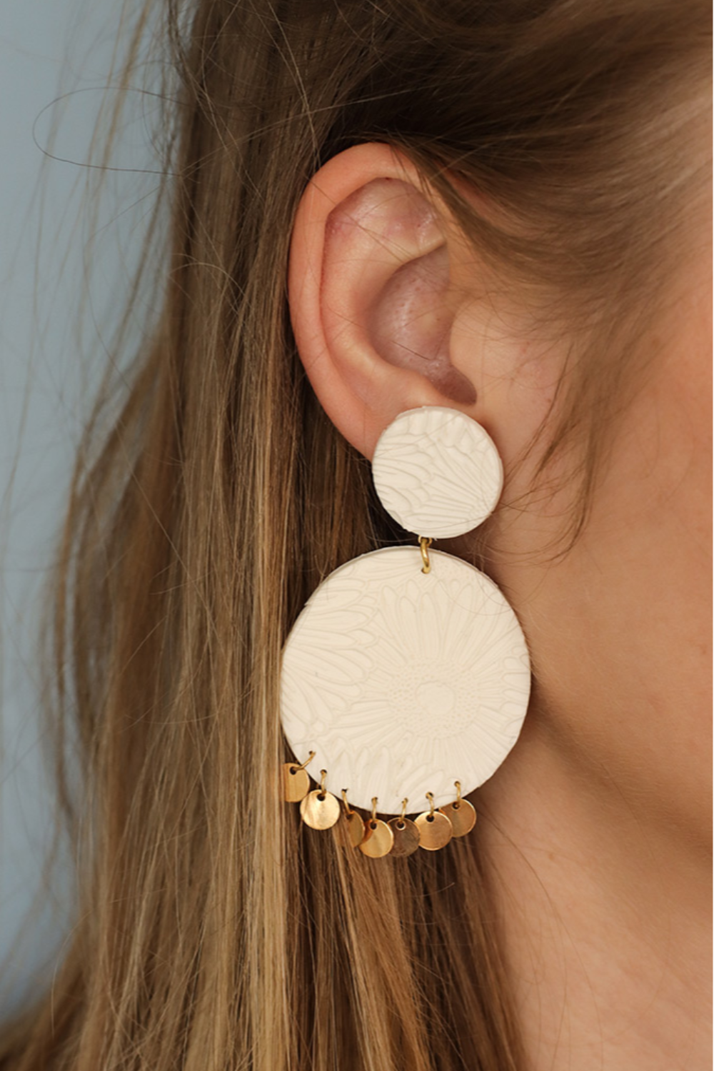 Schema Polymer clay earrings with Moïko texture plate Schema Polymer clay earrings with Moïko texture plate