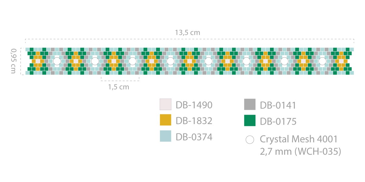 Schema  Miyuki Peyote Impair bracelet with PureCrystal Mesh insert