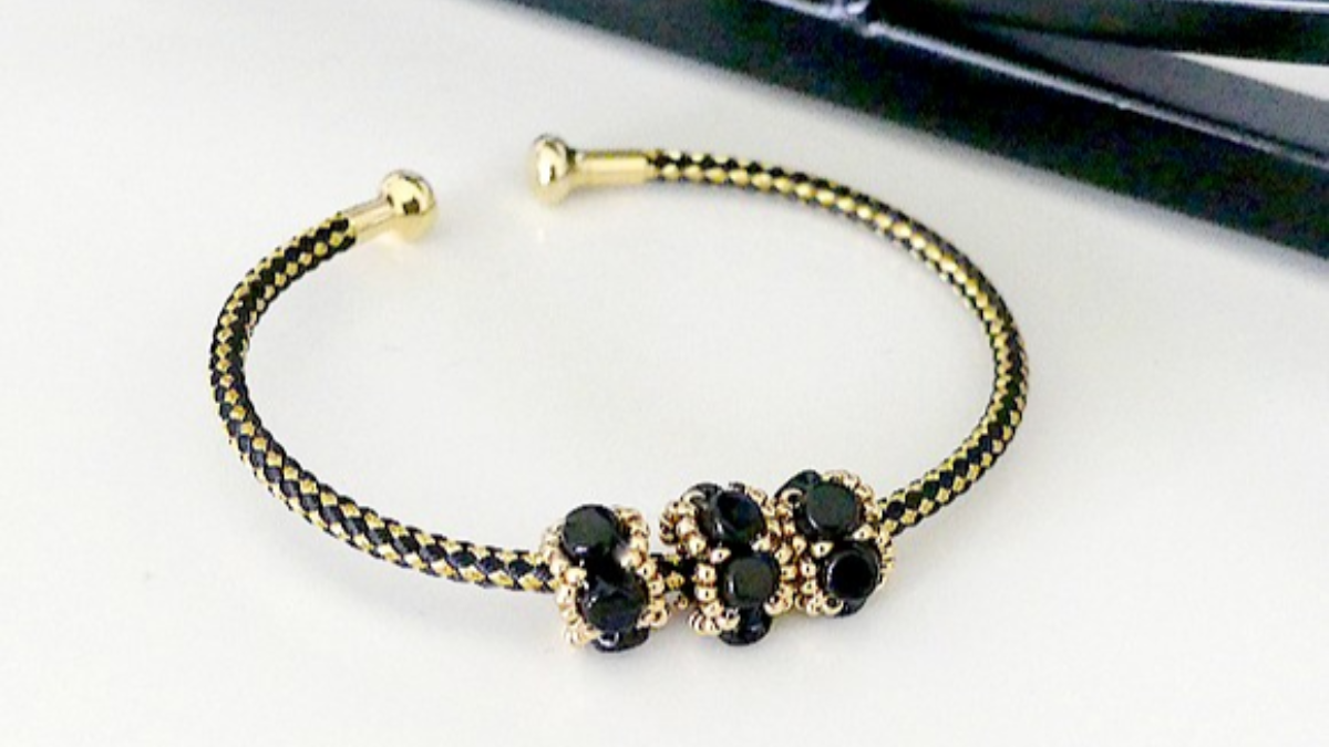 Chic &amp; Choc bangle bracelet by puca with Kalos glass beads and Miyuki beads
