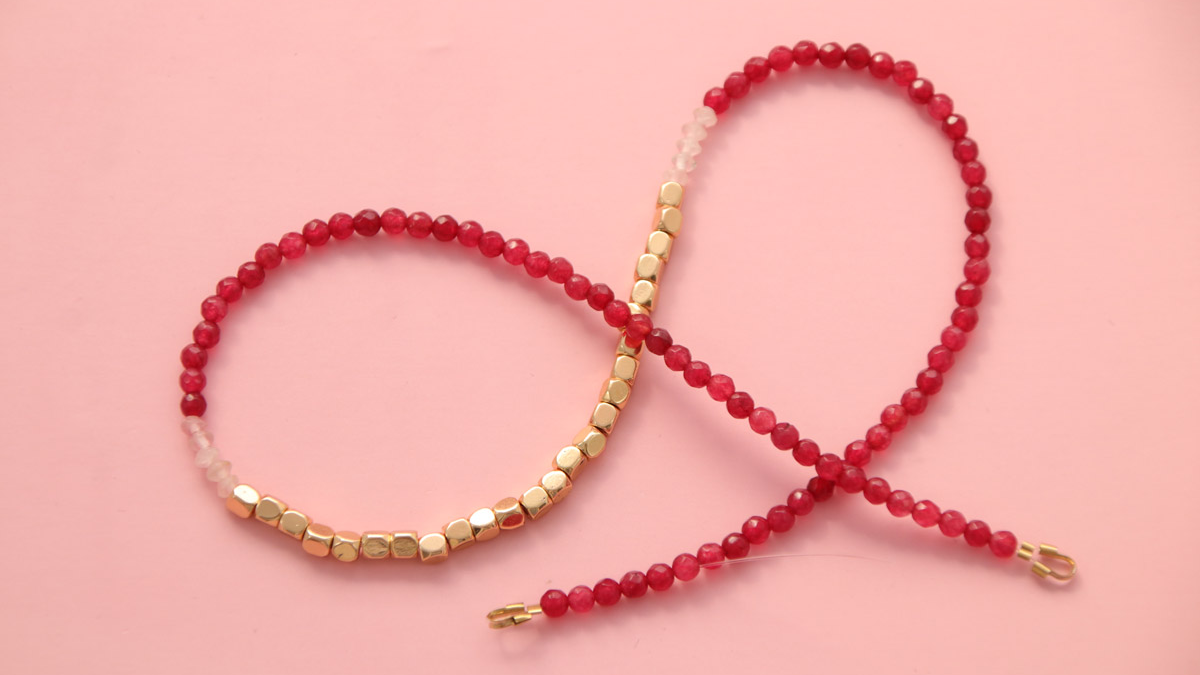 Stainless steel necklace with red gemstone beads : Step 6