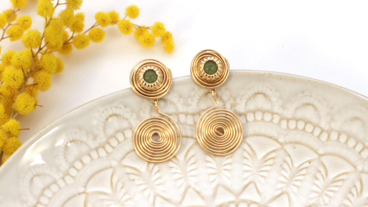 Golden wire spiral earrings