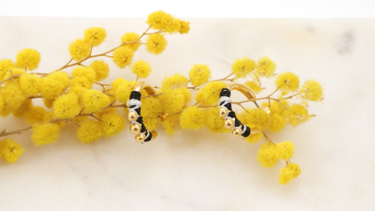 Schema  Duo of gold and black earrings to make yourself